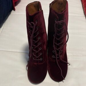 Coach Deep Burgundy Lace-Up Women's Boots